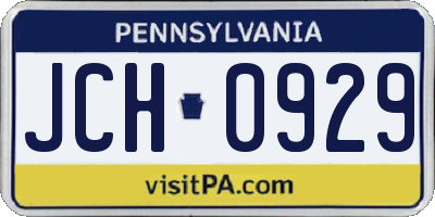 PA license plate JCH0929