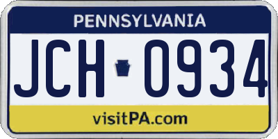 PA license plate JCH0934