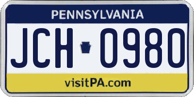 PA license plate JCH0980