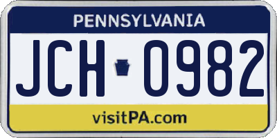 PA license plate JCH0982