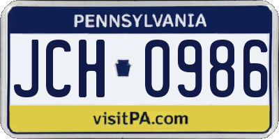 PA license plate JCH0986