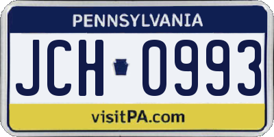 PA license plate JCH0993