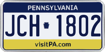 PA license plate JCH1802