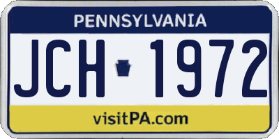 PA license plate JCH1972