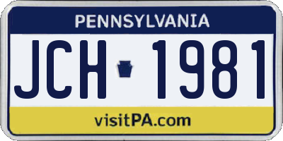 PA license plate JCH1981