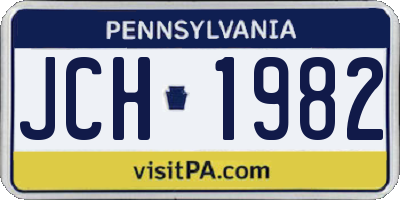 PA license plate JCH1982