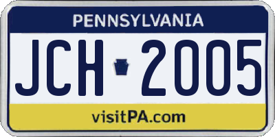 PA license plate JCH2005