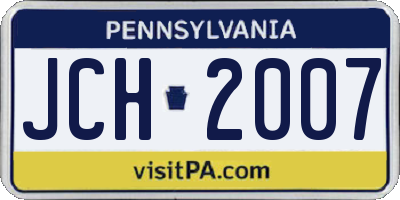 PA license plate JCH2007