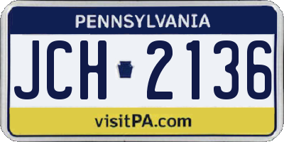 PA license plate JCH2136