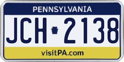 PA license plate JCH2138