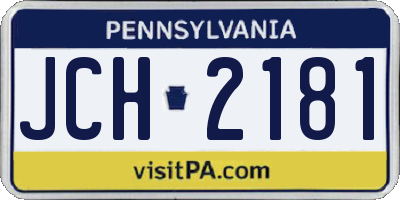 PA license plate JCH2181