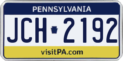 PA license plate JCH2192