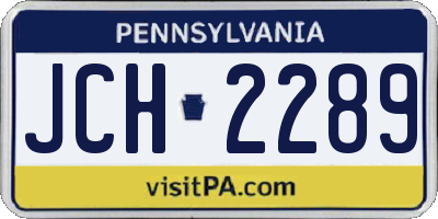 PA license plate JCH2289