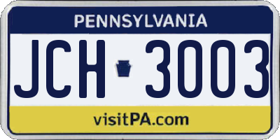 PA license plate JCH3003