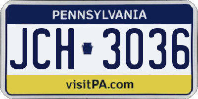 PA license plate JCH3036