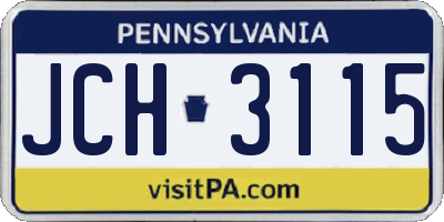 PA license plate JCH3115