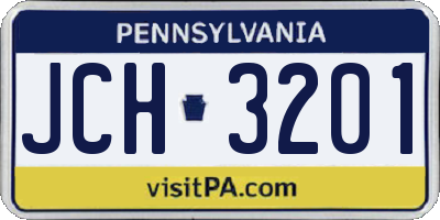 PA license plate JCH3201