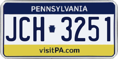 PA license plate JCH3251