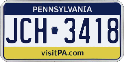 PA license plate JCH3418