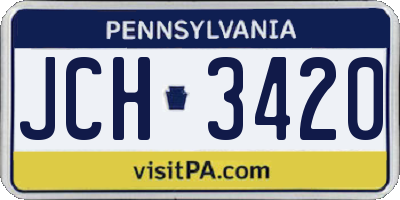 PA license plate JCH3420