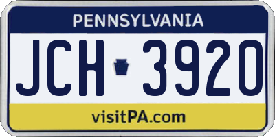 PA license plate JCH3920