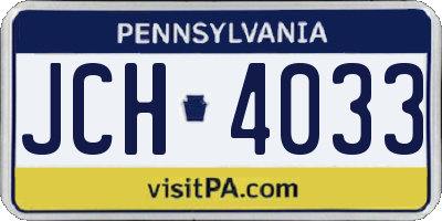 PA license plate JCH4033