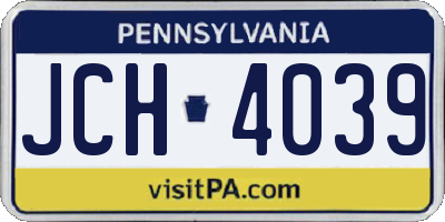 PA license plate JCH4039
