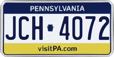 PA license plate JCH4072