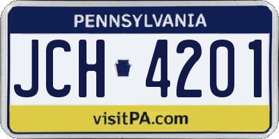 PA license plate JCH4201