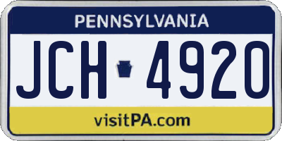 PA license plate JCH4920