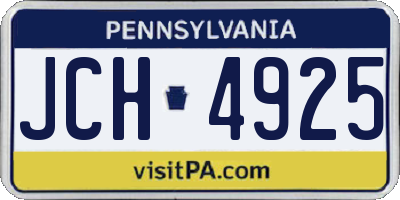 PA license plate JCH4925