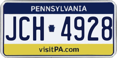 PA license plate JCH4928