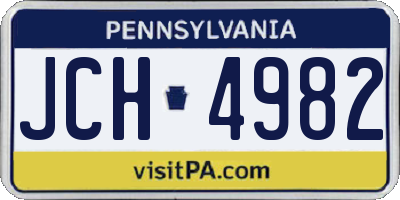 PA license plate JCH4982