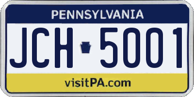 PA license plate JCH5001