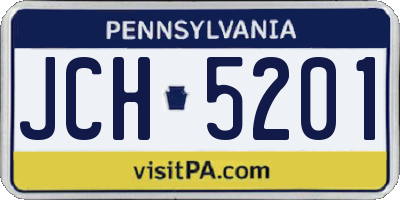 PA license plate JCH5201