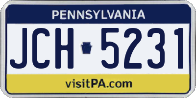 PA license plate JCH5231