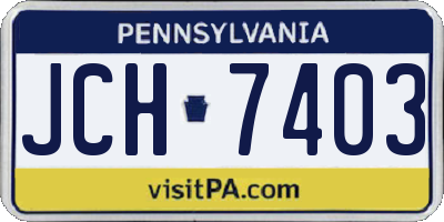 PA license plate JCH7403