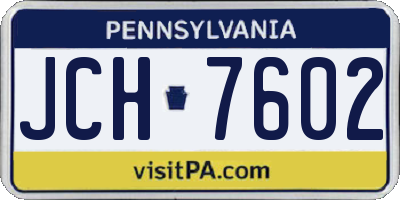 PA license plate JCH7602