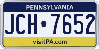 PA license plate JCH7652