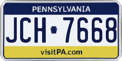 PA license plate JCH7668