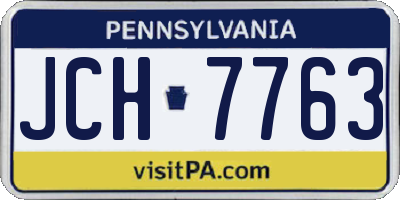 PA license plate JCH7763
