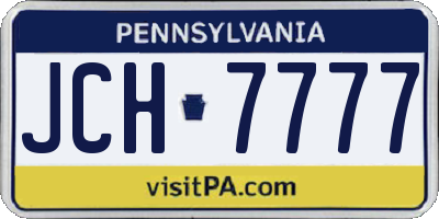 PA license plate JCH7777
