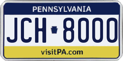 PA license plate JCH8000