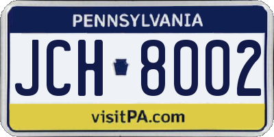 PA license plate JCH8002