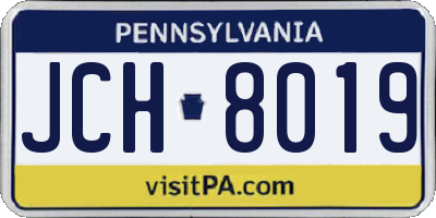 PA license plate JCH8019
