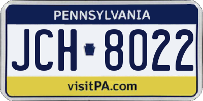 PA license plate JCH8022