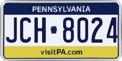 PA license plate JCH8024