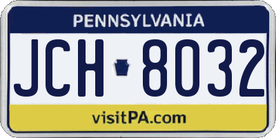 PA license plate JCH8032