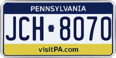 PA license plate JCH8070