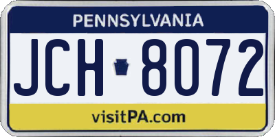 PA license plate JCH8072